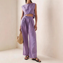 Load image into Gallery viewer, Women's Crew-Neck Loose Casual Two-Piece Set – Breathable T-Shirt & Pants