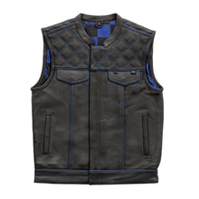 Load image into Gallery viewer, Finish Line - Blue Checker - Men's Motorcycle Leather Vest