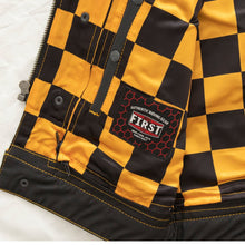 Load image into Gallery viewer, Finish Line - Gold Checker - Men's Motorcycle Leather Vest