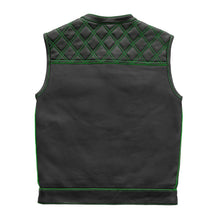 Load image into Gallery viewer, Finish Line - Green Checker - Men's Motorcycle Leather Vest