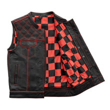 Load image into Gallery viewer, Finish Line - Red Checker - Men's Motorcycle Leather Vest