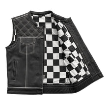 Load image into Gallery viewer, Finish Line - White Checker - Men's Motorcycle Leather Vest