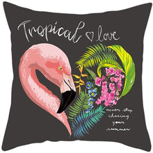 Load image into Gallery viewer, Flamingo Cushion Cover Decor Cushion Case Elegant Tropical Flamingo Pillow Covers Decorative Cotton Linen Square Pillow Cases Cushion Cover Home Decor Car Cushion Cover Pink Pillow Case