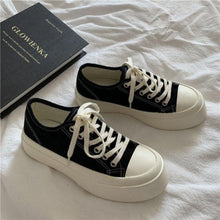 Load image into Gallery viewer, Flat White Sneakers Women's Sports Shoes Platform Vintage Casual Footwear Round Tennis Athletic Canvas Trainers White Sneakers Low Top Canvas Sneakers
