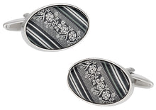 Load image into Gallery viewer, Floral Cufflinks in Black Gray
