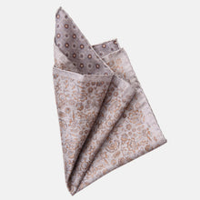 Load image into Gallery viewer, Pascal - Double Sided Silk Pocket Square - Grey & Bronze