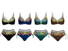 Load image into Gallery viewer, Floral High-Waist Bikini Sets Push Up Swimsuit Summer Two Pieces Swimwear Women Plus Size Two 2 Piece Bikini Sets Push Up Swimsuit Separates Tops Bottoms Swimwear Bathing Suit Women Plus Size Bathing Suits