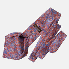 Load image into Gallery viewer, Catania - Printed Silk Tie - Blue & Brick Red