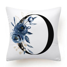 Load image into Gallery viewer, Floral Pillow Covers Alphabet Decorative Pillow Cases ABC Letter Flowers Cushion Covers Blue Flowers Polyester Pillowcase Decorative Sofa Pillows Cover Luxury Soft Materials