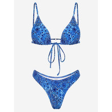 Load image into Gallery viewer, Floral Print Bikini String Swimsuit High Cut Bikini Set Bathing Suit Women's Swimsuit Halter Ribbed Polka Dot Tie Dye String Bathing Suit Bikini Set Women Swimwear High Waist Bikinis Beach