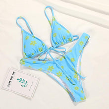 Load image into Gallery viewer, Floral Print Bikini String Swimsuit High Cut Bikini Set Bathing Suit Women's Swimsuit Halter Ribbed Polka Dot Tie Dye String Bathing Suit Bikini Set Women Swimwear High Waist Bikinis Beach