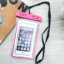 Load image into Gallery viewer, Florescent Universal Waterproof Phone Pouch Case Diving Swimming Bag Luminous Mobile Cover For Phone Sports Beach Pool 6 inch Universal Water Proof Mobile Pouch/Case Cover for Rain Protection & Under Water Swimming Bag Case and Strap