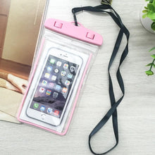 Load image into Gallery viewer, Florescent Universal Waterproof Phone Pouch Case Diving Swimming Bag Luminous Mobile Cover For Phone Sports Beach Pool 6 inch Universal Water Proof Mobile Pouch/Case Cover for Rain Protection & Under Water Swimming Bag Case and Strap