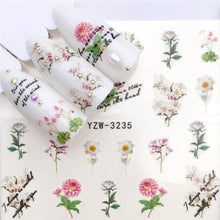 Load image into Gallery viewer, Flower Animal Designs Water Transfer Sticker Nail Art Decals Fashion Wraps Tips Manicure Tools Nail Watermark Decals iridescent Decoration Nail Self-Adhesive Decals Nail Stickers Water Transfer Fresh Nail Decals for Nail Art