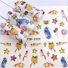 Load image into Gallery viewer, Flower Animal Designs Water Transfer Sticker Nail Art Decals Fashion Wraps Tips Manicure Tools Nail Watermark Decals iridescent Decoration Nail Self-Adhesive Decals Nail Stickers Water Transfer Fresh Nail Decals for Nail Art