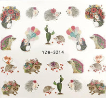 Load image into Gallery viewer, Flower Animal Designs Water Transfer Sticker Nail Art Decals Fashion Wraps Tips Manicure Tools Nail Watermark Decals iridescent Decoration Nail Self-Adhesive Decals Nail Stickers Water Transfer Fresh Nail Decals for Nail Art