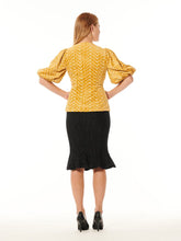 Load image into Gallery viewer, Flower Embroidered Puff Sleeve Peplum Style Blouse