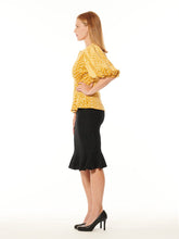 Load image into Gallery viewer, Flower Embroidered Puff Sleeve Peplum Style Blouse