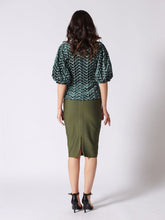 Load image into Gallery viewer, Flower Embroidered Puff Sleeve Peplum Style Blouse