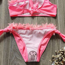 Load image into Gallery viewer, Flower Girl Swimsuit Ruffle Women Swimwear Kids Children Toddler Bikini Bathing Suit Beachwear Sets Kids Two Piece Children's Swimwear Toddler Girl Bikini Little Girls Cute Princess Pink Bathing Suit Summer Beachwear