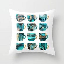 Load image into Gallery viewer, Flower Leaves Pattern Throw Pillow Case Teal Blue Cushion Covers Modern Teal Throw Pillow Covers Ocean Bohemia Decorative Couch Pillow Cases Sea Cotton Linen Decorative Pillowcases