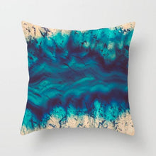 Load image into Gallery viewer, Flower Leaves Pattern Throw Pillow Case Teal Blue Cushion Covers Modern Teal Throw Pillow Covers Ocean Bohemia Decorative Couch Pillow Cases Sea Cotton Linen Decorative Pillowcases