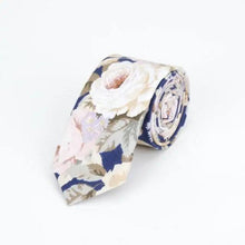 Load image into Gallery viewer, Flower Theme Cotton Slim Men Necktie Casual Business Design Skinny Necktie Floral Print Party Necktie For Men