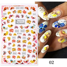 Load image into Gallery viewer, Flowers Leaves Line 3D Nail Stickers Autumn Winter Fall Leaf Design Transfer Sliders Abstract Waves Nail Art Decals Manicures Decal Self-Adhesive 3D Wave Design Decoration for Women Girls Tape Nail Art Stickers Decal Decoration