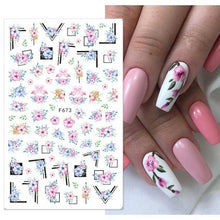 Load image into Gallery viewer, Flowers Leaves Line 3D Nail Stickers Autumn Winter Fall Leaf Design Transfer Sliders Abstract Waves Nail Art Decals Manicures Decal Self-Adhesive 3D Wave Design Decoration for Women Girls Tape Nail Art Stickers Decal Decoration