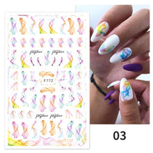 Load image into Gallery viewer, Flowers Leaves Line 3D Nail Stickers Autumn Winter Fall Leaf Design Transfer Sliders Abstract Waves Nail Art Decals Manicures Decal Self-Adhesive 3D Wave Design Decoration for Women Girls Tape Nail Art Stickers Decal Decoration