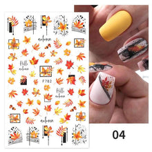Load image into Gallery viewer, Flowers Leaves Line 3D Nail Stickers Autumn Winter Fall Leaf Design Transfer Sliders Abstract Waves Nail Art Decals Manicures Decal Self-Adhesive 3D Wave Design Decoration for Women Girls Tape Nail Art Stickers Decal Decoration