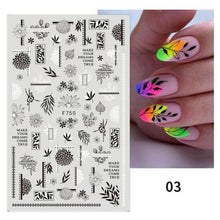 Load image into Gallery viewer, Flowers Leaves Line 3D Nail Stickers Autumn Winter Fall Leaf Design Transfer Sliders Abstract Waves Nail Art Decals Manicures Decal Self-Adhesive 3D Wave Design Decoration for Women Girls Tape Nail Art Stickers Decal Decoration