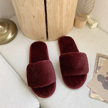 Load image into Gallery viewer, Fluffy Slippers Women Cozy Faux Fur Cross Indoor Floor Slides Flat Soft Furry Shoes Fluffy Furry Fur Slippers Flip Flop Open Toe Cozy House Memory Foam Sandals Slides Soft Flat Comfy Slippers