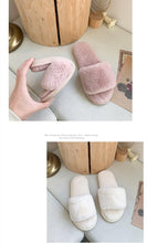 Load image into Gallery viewer, Fluffy Slippers Women Cozy Faux Fur Cross Indoor Floor Slides Flat Soft Furry Shoes Fluffy Furry Fur Slippers Flip Flop Open Toe Cozy House Memory Foam Sandals Slides Soft Flat Comfy Slippers