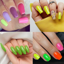 Load image into Gallery viewer, Fluorescent Gel Nail Polish Yellow Green High Quality Colors UV Strong Matte Effect Luxury Design For Girls and Women