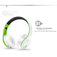 Load image into Gallery viewer, Folding Bluetooth White Blue Wireless Stereo Headphones Headset Mic Support Comfortable Earmuffs Modern Simple Design