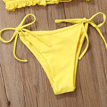 Load image into Gallery viewer, Folds Bikini Women Swimwear Bathing Suit Women's Ruffle Tie Side Bikini Set High Cut Strapless Padded Solid Bathing Suit Bikini Micro Swimsuit Female Push up Two-Piece Suit Summer