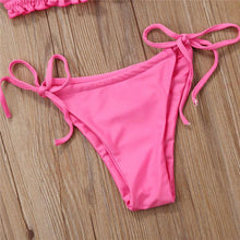 Load image into Gallery viewer, Folds Bikini Women Swimwear Bathing Suit Women's Ruffle Tie Side Bikini Set High Cut Strapless Padded Solid Bathing Suit Bikini Micro Swimsuit Female Push up Two-Piece Suit Summer