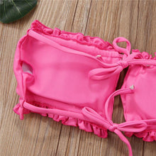 Load image into Gallery viewer, Folds Bikini Women Swimwear Bathing Suit Women's Ruffle Tie Side Bikini Set High Cut Strapless Padded Solid Bathing Suit Bikini Micro Swimsuit Female Push up Two-Piece Suit Summer