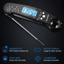 Load image into Gallery viewer, Food Kitchen Thermometer For Barbecue Grill Thermometer Waterproof Instant Read Meat Thermometer Waterproof Ultra Fast Digital Cooking Thermometer With Backlight & Calibration Food Thermometer For Kitchen BBQ Grill Smoker Oil Fry Kitchen Cooking Tools