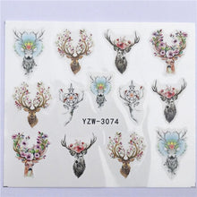 Load image into Gallery viewer, Fox Wolf Animal 3D Embossed Nail Sticker Flower Adhesive Manicure Slider Nail Art Tips Decorations Decals Manicure Design Golden Firework Star Accessories Heart Nail Art Stickers Glitter Decals Love Nail Sequins Laser Heart Nail