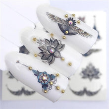 Load image into Gallery viewer, Fox Wolf Animal 3D Embossed Nail Sticker Flower Adhesive Manicure Slider Nail Art Tips Decorations Decals Manicure Design Golden Firework Star Accessories Heart Nail Art Stickers Glitter Decals Love Nail Sequins Laser Heart Nail