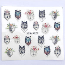 Load image into Gallery viewer, Fox Wolf Animal 3D Embossed Nail Sticker Flower Adhesive Manicure Slider Nail Art Tips Decorations Decals Manicure Design Golden Firework Star Accessories Heart Nail Art Stickers Glitter Decals Love Nail Sequins Laser Heart Nail