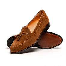 Load image into Gallery viewer, 16-583-TAB FRANCO Suede Calfskin Tassel Loafer, Tobacco