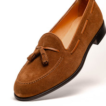 Load image into Gallery viewer, 16-583-TAB FRANCO Suede Calfskin Tassel Loafer, Tobacco