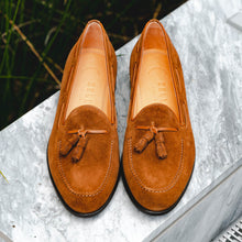 Load image into Gallery viewer, 16-583-TAB FRANCO Suede Calfskin Tassel Loafer, Tobacco