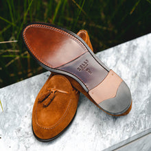 Load image into Gallery viewer, 16-583-TAB FRANCO Suede Calfskin Tassel Loafer, Tobacco