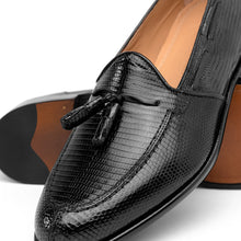 Load image into Gallery viewer, 14-580-BLK FRANCO Teju Lizard Tassel Loafer, Black