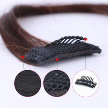 Load image into Gallery viewer, French Style Synthetic Air Bangs Women Fake Bangs Hair Piece Clip In Hair Extensions Blend Hair Clip In Hair Bangs Hairpiece Natural Flat Neat Bangs With Temples For Women One Piece Hairpiece