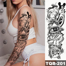 Load image into Gallery viewer, Full Arm Temporary Tattoos 8 Sheets and Half Arm Shoulder Waterproof Tattoos Elegant Large Lion Sleeve Sticker Tattoo Waterproof Temporary Big Wolf Tatoos For Men and Women